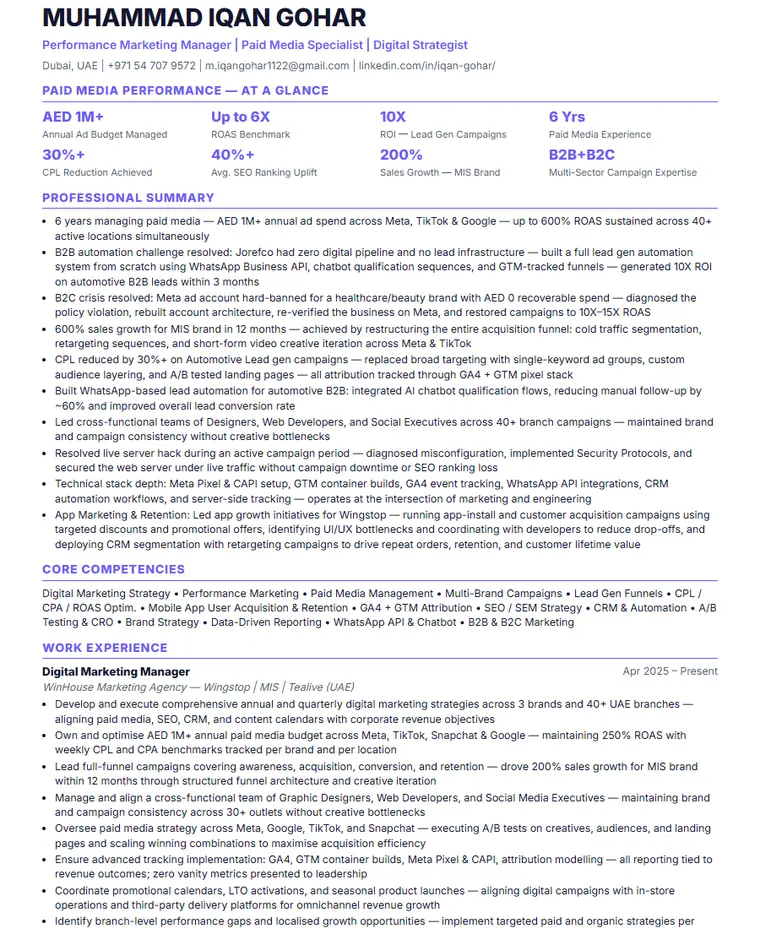 CV first page